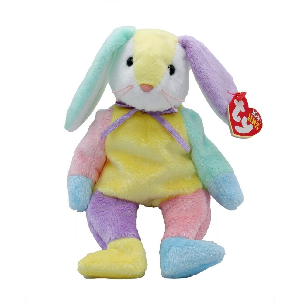 TY Beanie Baby DIPPY the Rabbit Multi-Colored Yellow & White Head 8.5 in